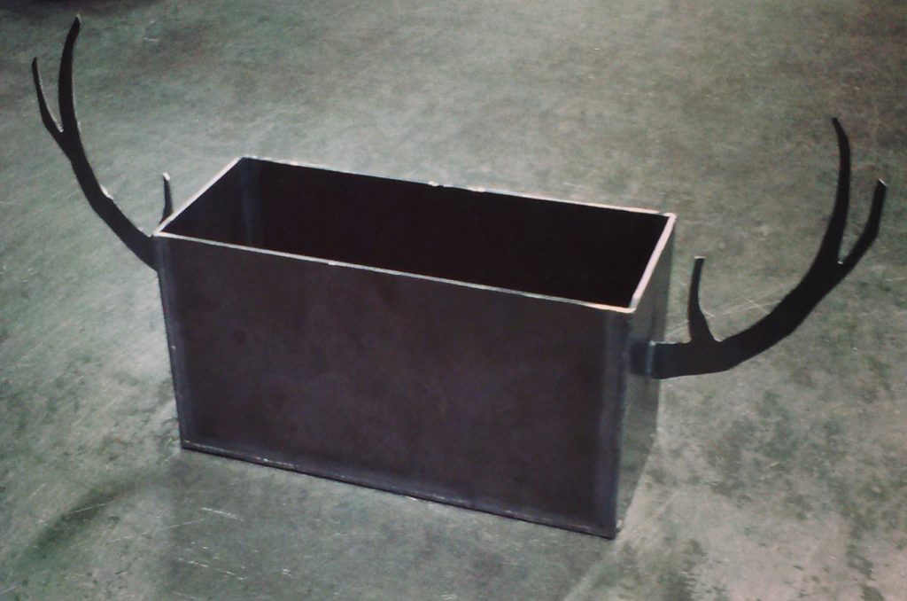 12" x 6" x 5" Steel box with steel antlers